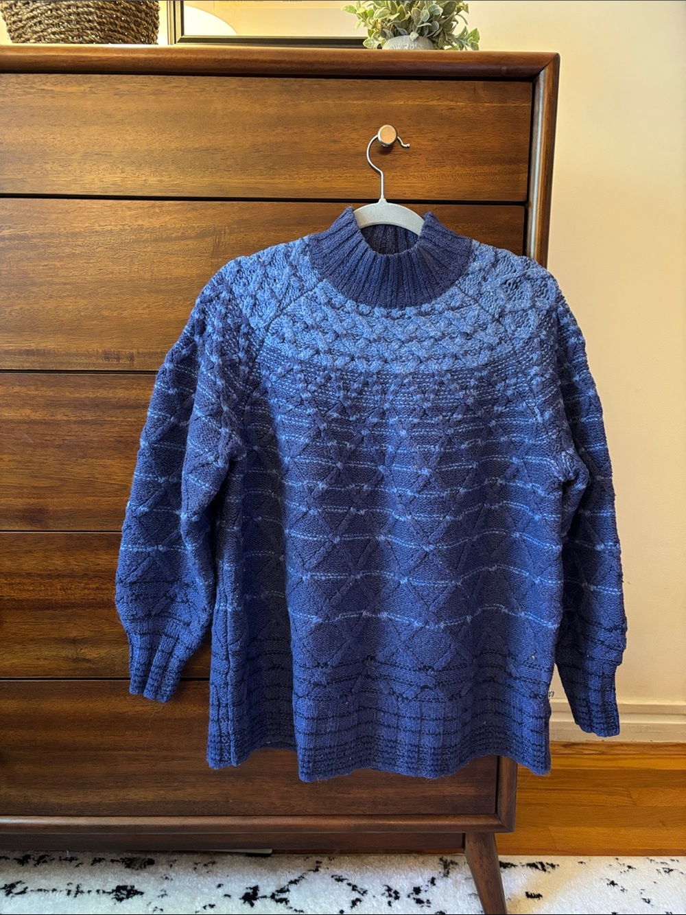Lane Bryant Deep Navy Mock Turtleneck Textured Sweater